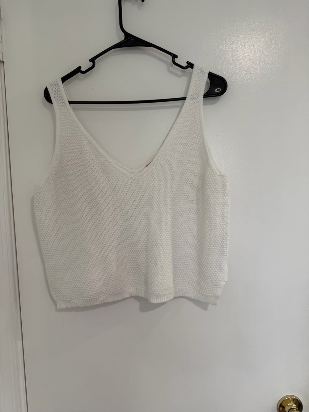Marine Layer White Crochet Knit Sweater Tank V-Neck Sleeveless XL Coastal Boho